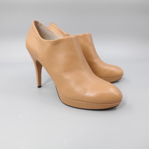 Vince Camuto Elvin Bootie Ankle Boot 10 M Caramel Gold Tone Zip Edgy Pump - Picture 5 of 16